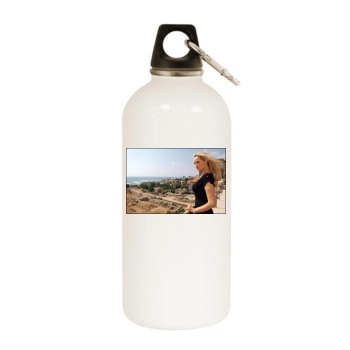 Adriana Karembeu White Water Bottle With Carabiner