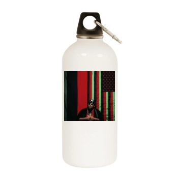 Afrika Bambaataa White Water Bottle With Carabiner