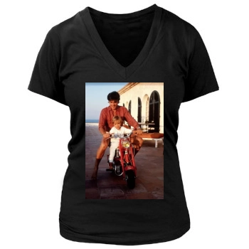 Alain Delon Women's Deep V-Neck TShirt