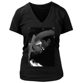 Alain Delon Women's Deep V-Neck TShirt