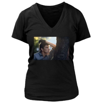 Alain Delon Women's Deep V-Neck TShirt