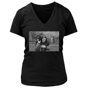 Alain Delon Women's Deep V-Neck TShirt