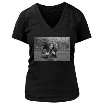 Alain Delon Women's Deep V-Neck TShirt