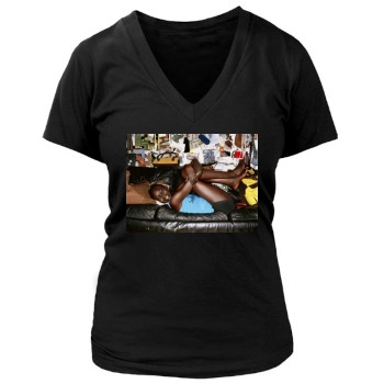 Alek Wek Women's Deep V-Neck TShirt