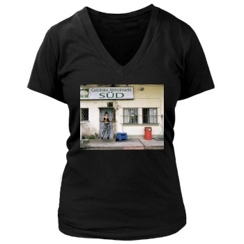 Alicia Keys Women's Deep V-Neck TShirt