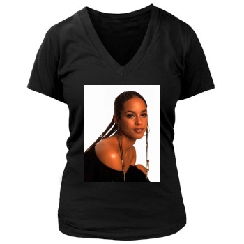 Alicia Keys Women's Deep V-Neck TShirt