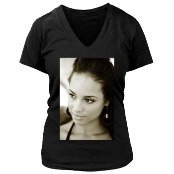 Alicia Keys Women's Deep V-Neck TShirt