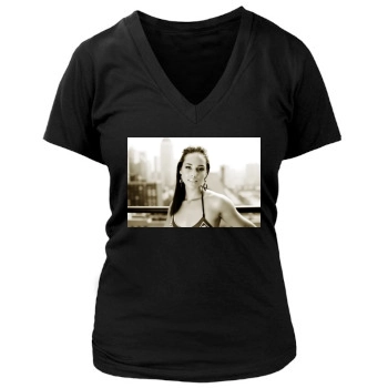 Alicia Keys Women's Deep V-Neck TShirt