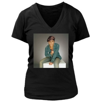 Alicia Keys Women's Deep V-Neck TShirt