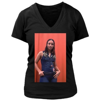 Alicia Keys Women's Deep V-Neck TShirt