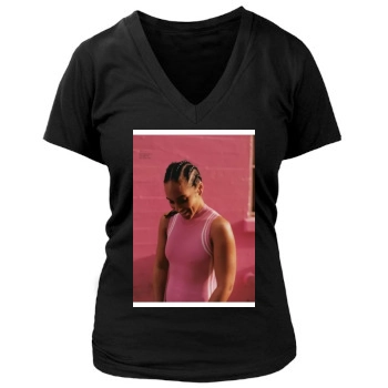 Alicia Keys Women's Deep V-Neck TShirt