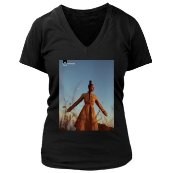 Alicia Keys Women's Deep V-Neck TShirt