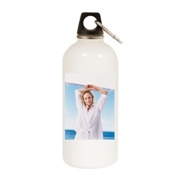 Amber Valletta White Water Bottle With Carabiner