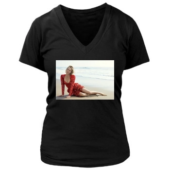 Amber Valletta Women's Deep V-Neck TShirt