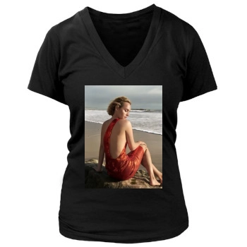 Amber Valletta Women's Deep V-Neck TShirt