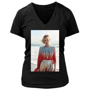 Amber Valletta Women's Deep V-Neck TShirt