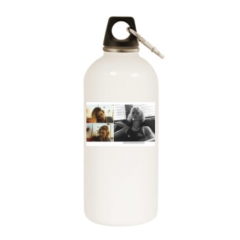 Amber Valletta White Water Bottle With Carabiner