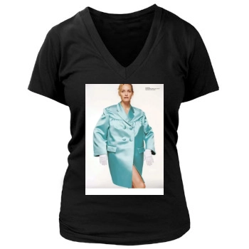 Amber Valletta Women's Deep V-Neck TShirt