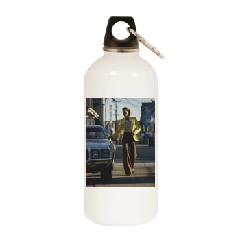 Amber Valletta White Water Bottle With Carabiner