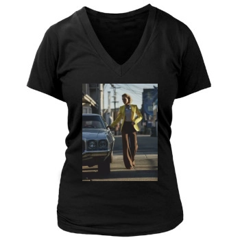 Amber Valletta Women's Deep V-Neck TShirt