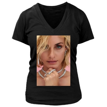 Amber Valletta Women's Deep V-Neck TShirt