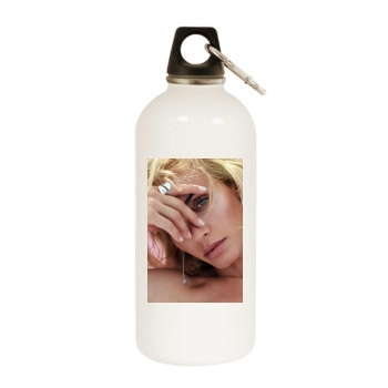 Amber Valletta White Water Bottle With Carabiner