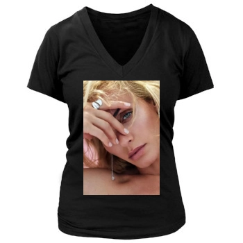 Amber Valletta Women's Deep V-Neck TShirt