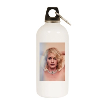 Amber Valletta White Water Bottle With Carabiner