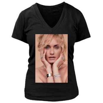 Amber Valletta Women's Deep V-Neck TShirt