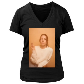 Aubrey Plaza Women's Deep V-Neck TShirt