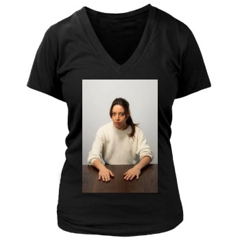 Aubrey Plaza Women's Deep V-Neck TShirt