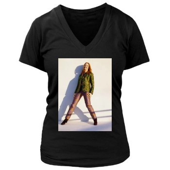 Alicia Witt Women's Deep V-Neck TShirt