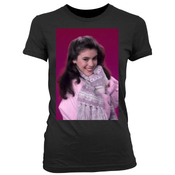 Alyssa Milano Women's Junior Cut Crewneck T-Shirt