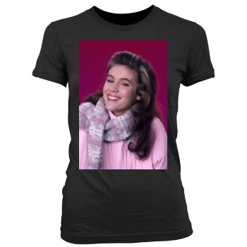 Alyssa Milano Women's Junior Cut Crewneck T-Shirt