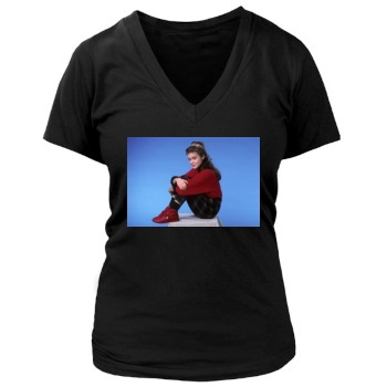 Alyssa Milano Women's Deep V-Neck TShirt