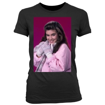 Alyssa Milano Women's Junior Cut Crewneck T-Shirt