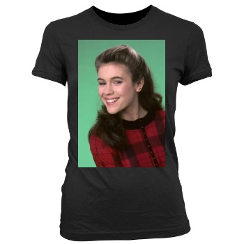 Alyssa Milano Women's Junior Cut Crewneck T-Shirt