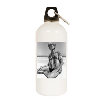 Amber Valletta White Water Bottle With Carabiner