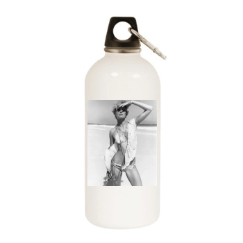 Amber Valletta White Water Bottle With Carabiner