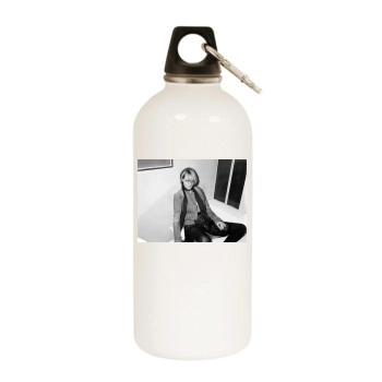 Amber Valletta White Water Bottle With Carabiner