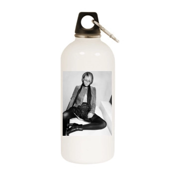 Amber Valletta White Water Bottle With Carabiner