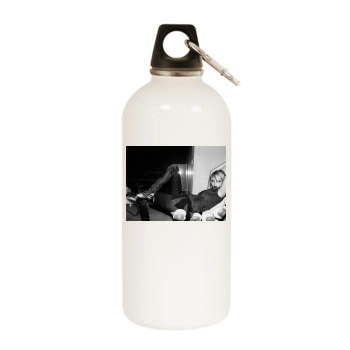 Amber Valletta White Water Bottle With Carabiner