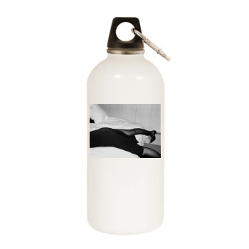 Amber Valletta White Water Bottle With Carabiner