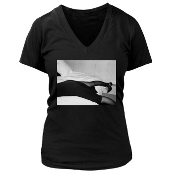 Amber Valletta Women's Deep V-Neck TShirt