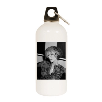 Amber Valletta White Water Bottle With Carabiner