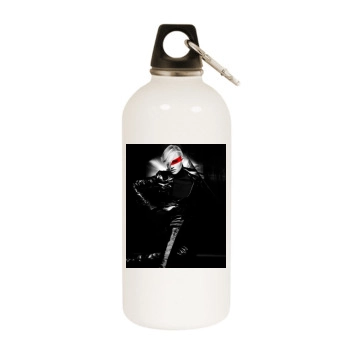 Amber Valletta White Water Bottle With Carabiner