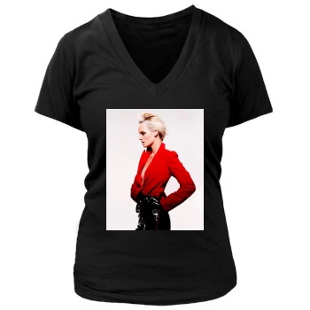 Amber Valletta Women's Deep V-Neck TShirt