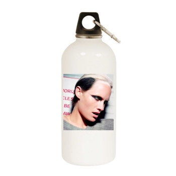 Amber Valletta White Water Bottle With Carabiner