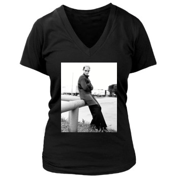 Amber Valletta Women's Deep V-Neck TShirt