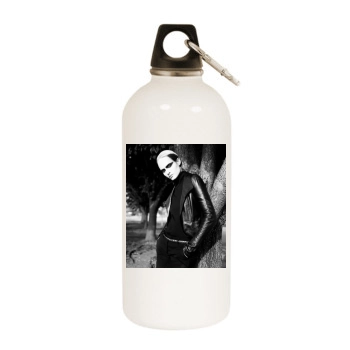 Amber Valletta White Water Bottle With Carabiner